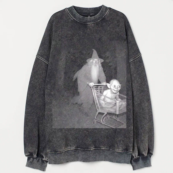 Gandalf Pushing Gollum in shopping cart Sweatshirt