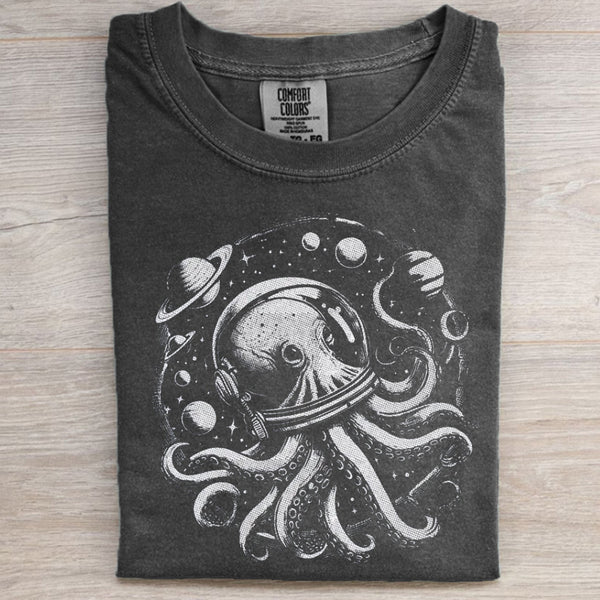 Retro Octopus In Space Funny 90s Graphic T-shirt