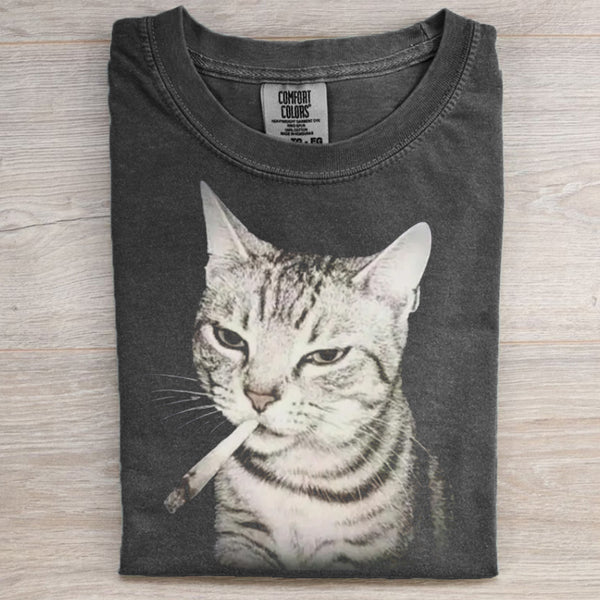 Vintage Smoking Cat Meme T-shirt