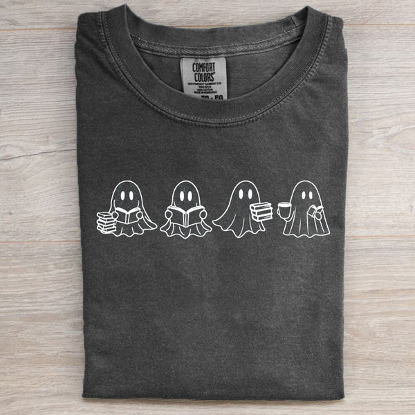 Cute Ghost Reading Books T-Shirt