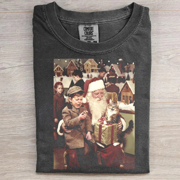 Funny Cat Santa T-shirt