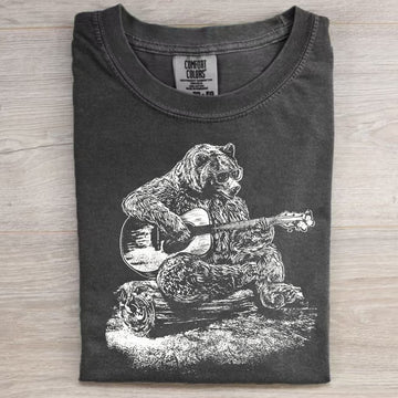 Retro Cute Bear Guitar T-shirt