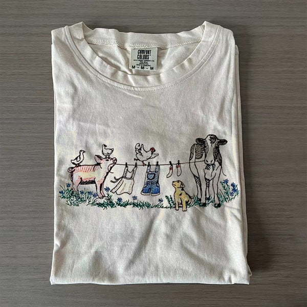 Barnyard Animals Embroidered T-Shirt