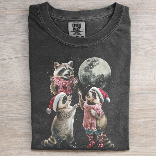 Three Raccoons Vintage Christmas T-shirt