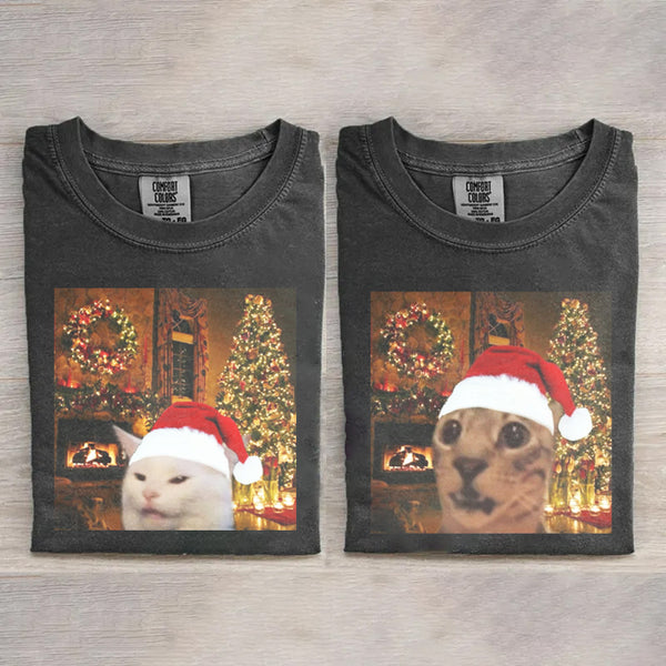 Cute Christmas Cat meme T-shirt