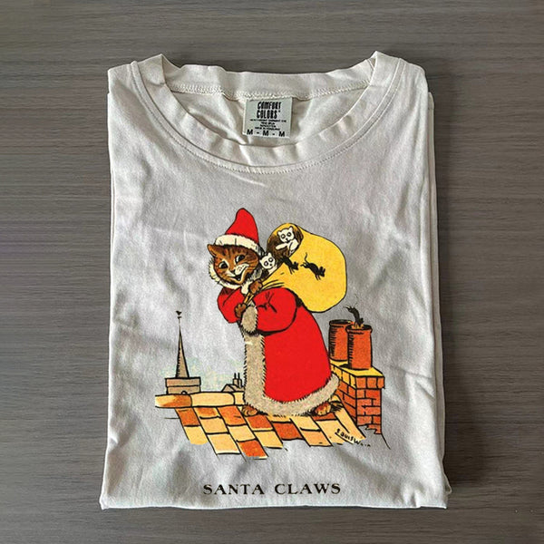 Vintage 90s Cat Christmas T-Shirt