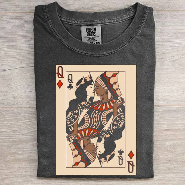 Queens Kissing Playing Cards T-SHIRT