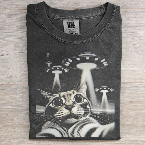 Cat UFO Funny T-shirt