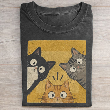 Vintage Funny Curious Cats T-Shirt