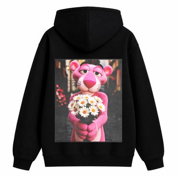 Pink Feline with Daisies Graphic Hoodie