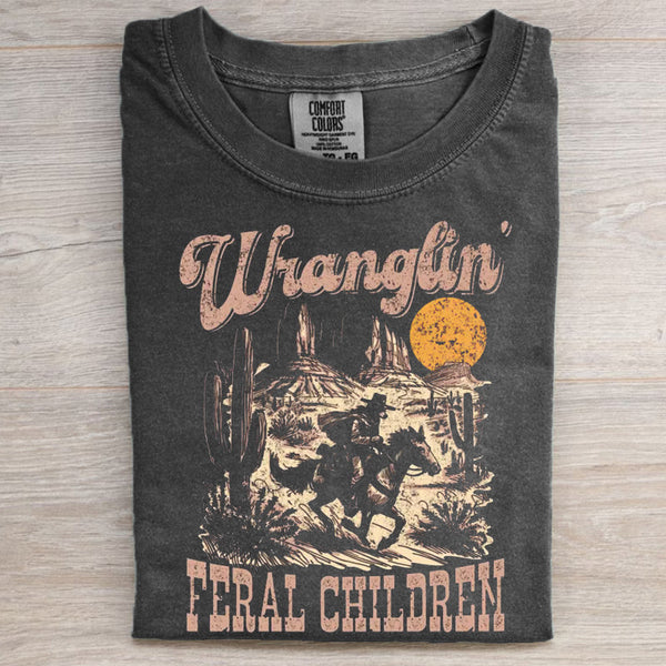 Retro Wranglin' Feral Children Raccoon 90s T-shirt