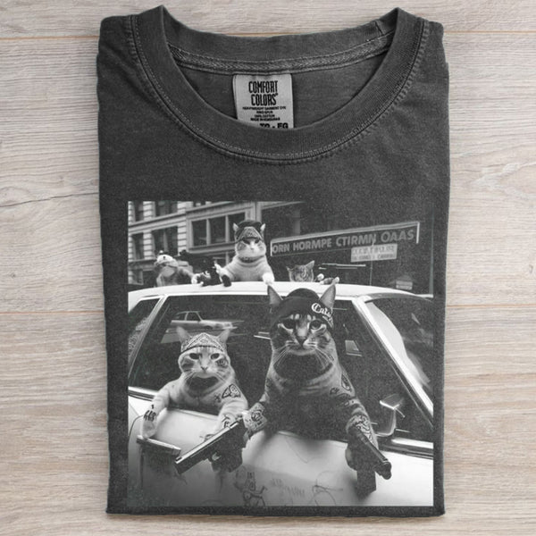 Funny Cat Gang Vinage T-shirt