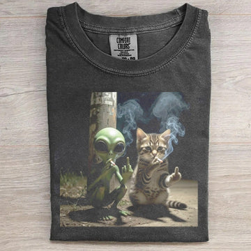 Cat Smoking Funny Tee