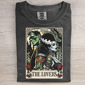 Frankenstein Bride Lovers Vintage Horror Tarot Card T-Shirt