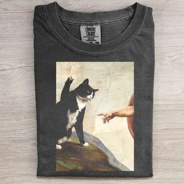 Cat with God Hand T-shirt