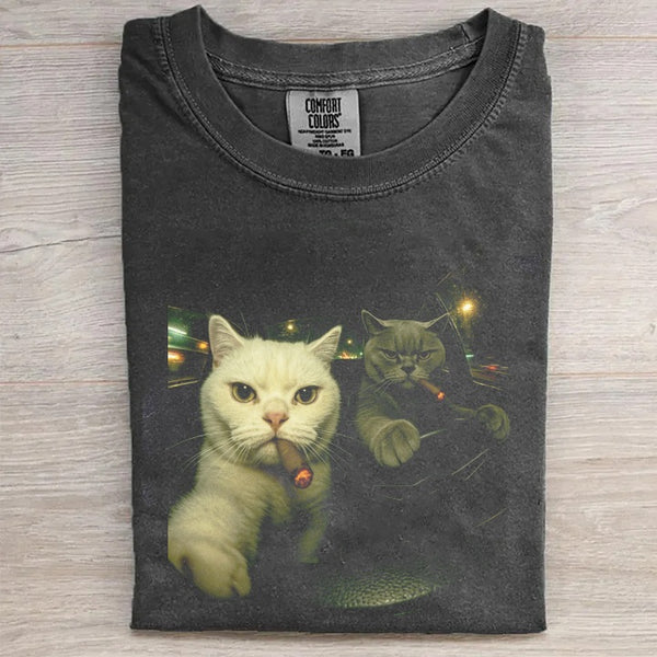 Retro Cat Smoking T-shirt