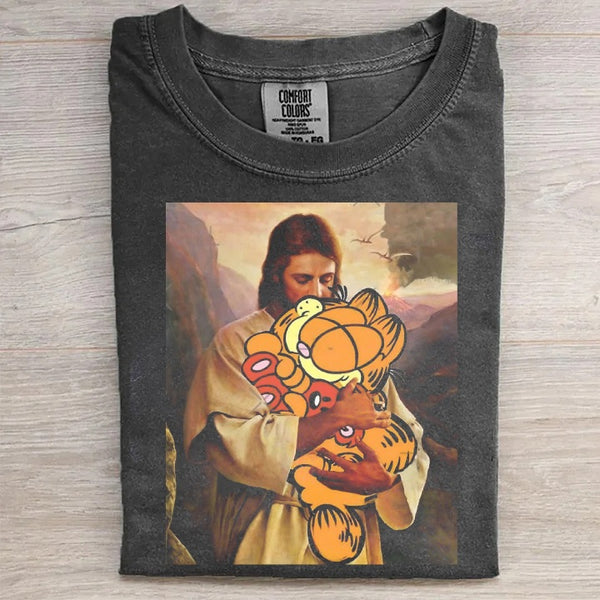 Jesus Holding Garfield Funny T-Shirt