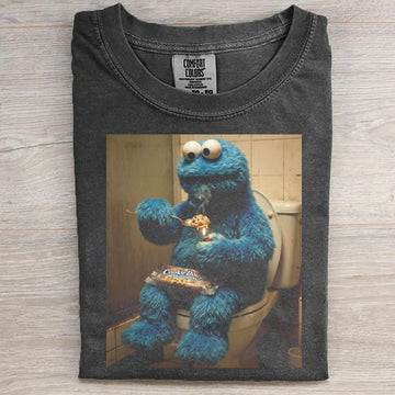 Vintage Cookie Monster Eating on Toilet T-Shirt