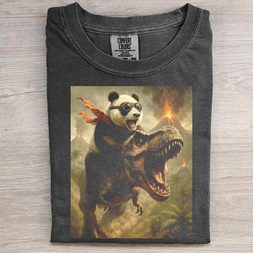 Panda Riding T-Rex Dinosaur Comfort Colors Shirt