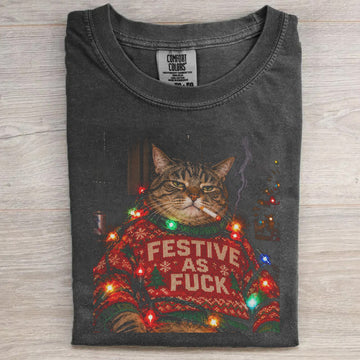 Funny Christmas Cat T-shirt