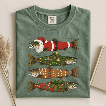 Funny Christmas Trout Fishing T-shirt