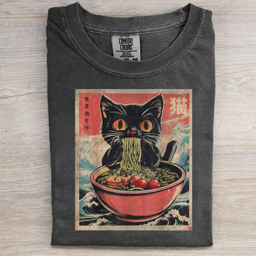 Cat Ramen Japanese Funny Graphic Tees