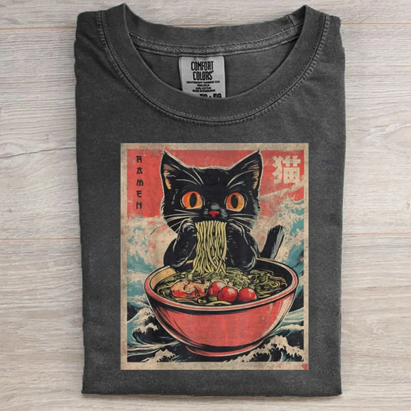 Cat Ramen Japanese Funny Graphic Tees