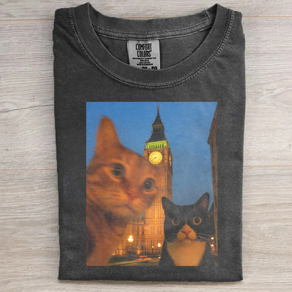 Cat Taking Selfie with Big Ben Funny T-Shirt