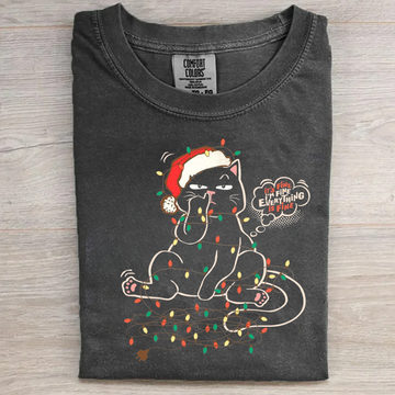 Cat in Lights Christmas T-Shirt