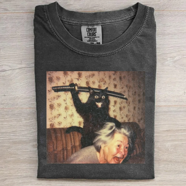 Grandma vs Ninja Cat T-Shirt