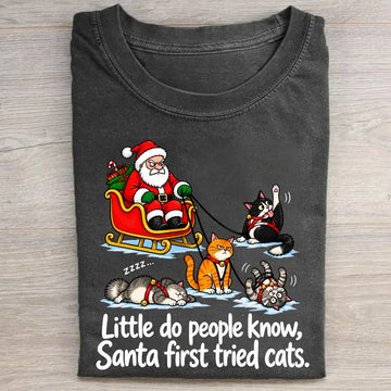 Little Do People Know Santa First Tried Cats T-shirt